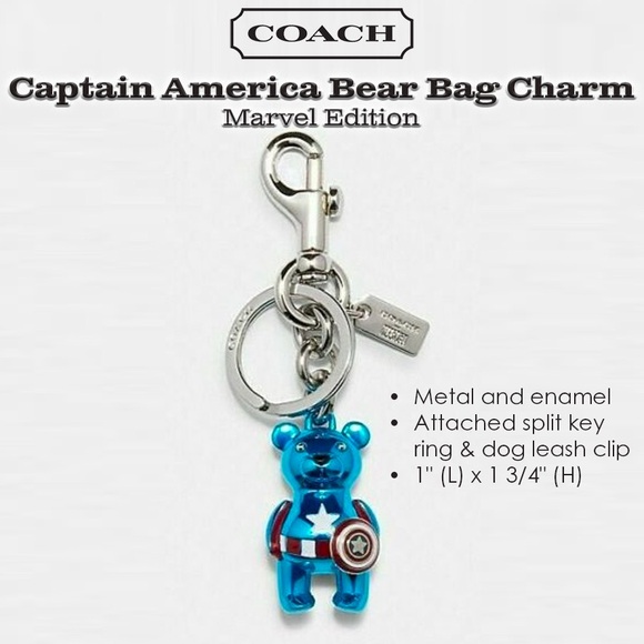 Coach Captain America Bear Bag Charm Marvel Edition - Picture 1 of 10
